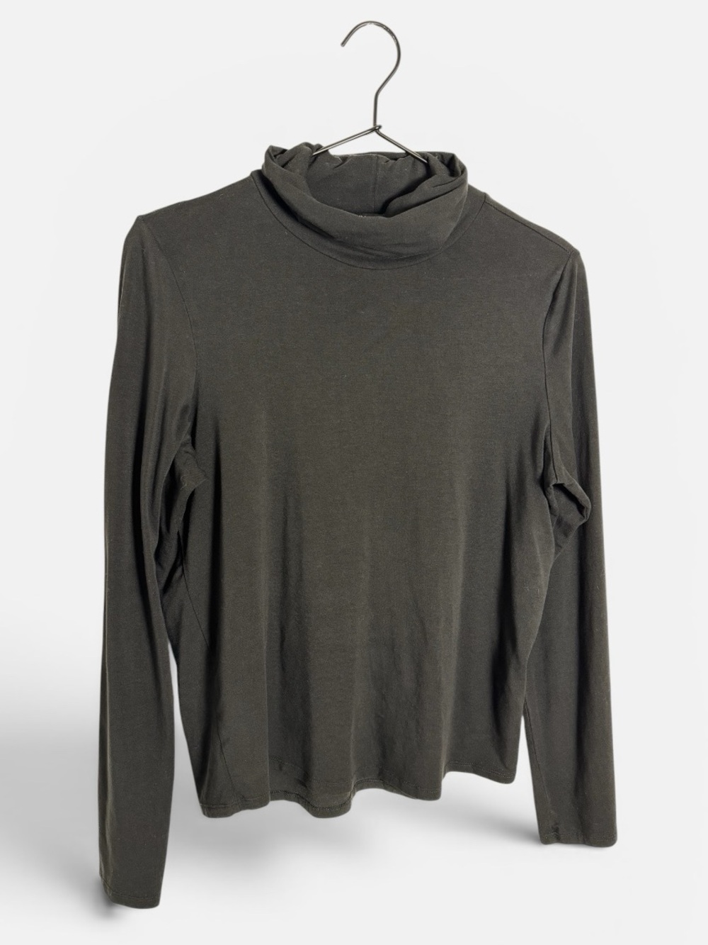 Eileen Fisher Fine Jersey Scrunch Neck Top Black Turtleneck Long Sleeve